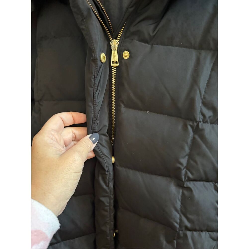 Cole Haan Black Quilted Down Feather Long Hooded Puffer Coat sz 2X EUC - Picture 3 of 9